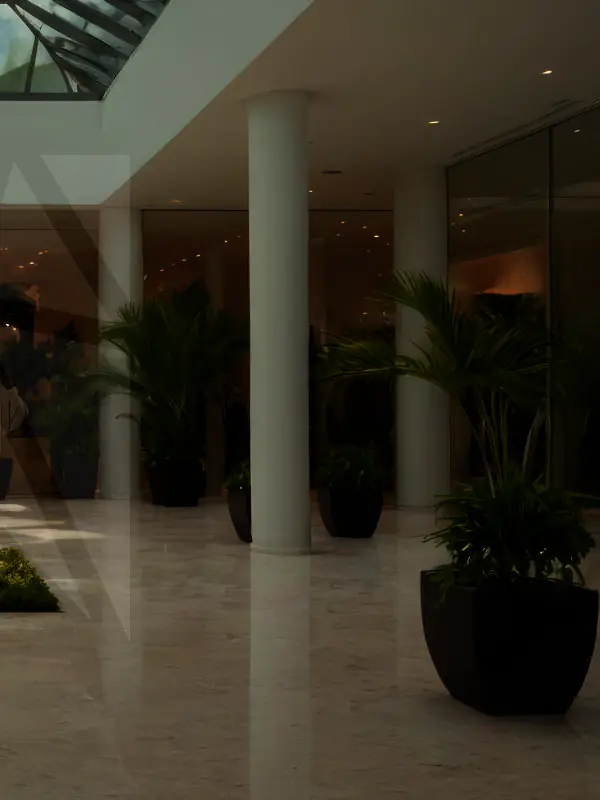 A sophisticated corporate event in Townsville featuring large-scale floor plants and architectural greenery to enhance the professional atmosphere.